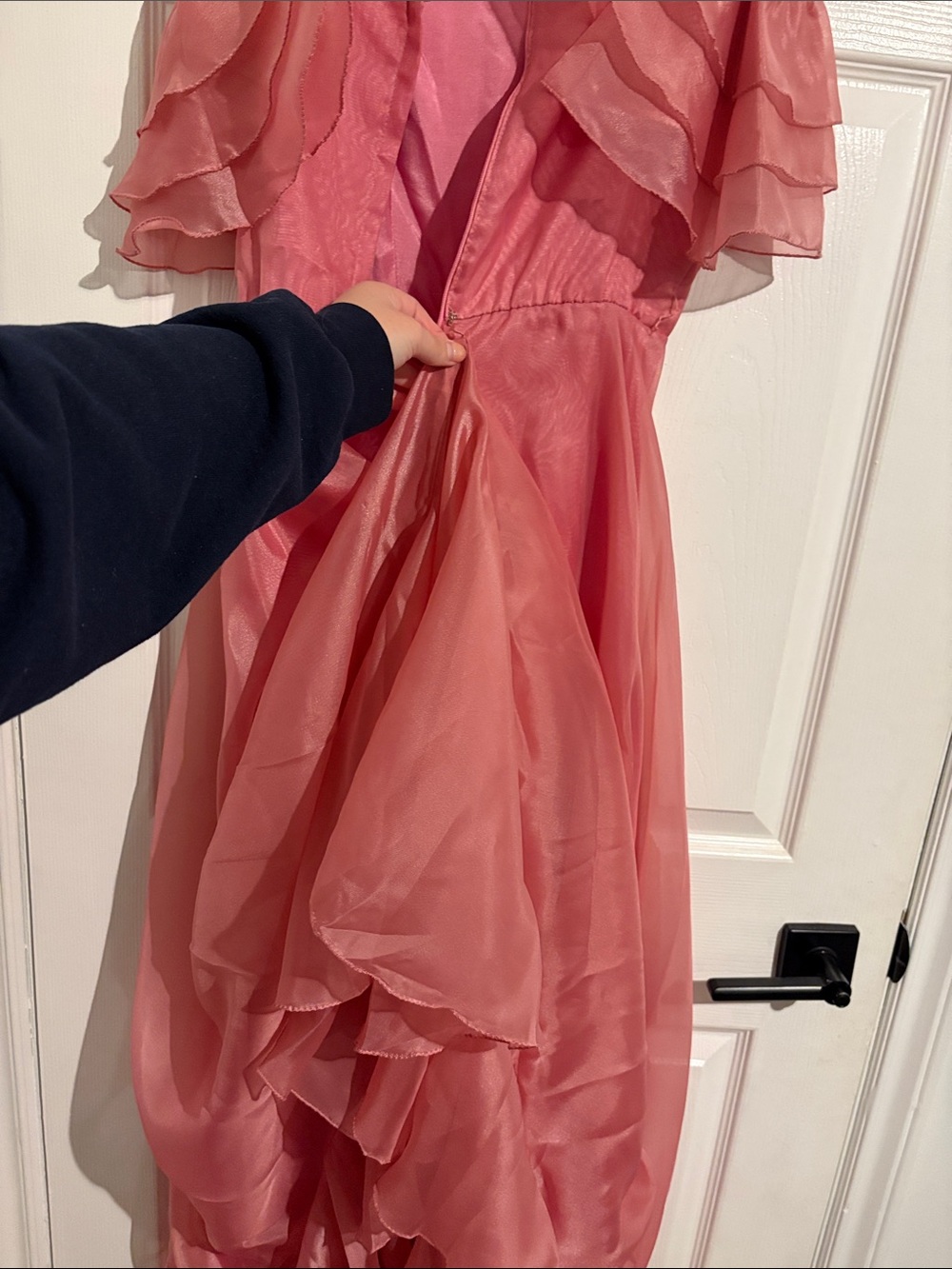 Pink Ruffled Spaghetti Strap Maxi Dress - Picture 6 of 6